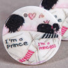 Pendentif sequin en nacre 25mm à motif prince et princesse x1