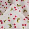 Tissu double gaze motifs cerises - blanc x 10 cm