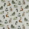 Tissu popeline coton motifs chats - écru x 10 cm