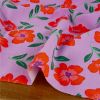 Tissu jersey sweat léger fleurs coquelicots - violet lilas x 10 cm