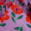 Tissu jersey sweat léger fleurs coquelicots - violet lilas x 10 cm