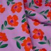 Tissu jersey sweat léger fleurs coquelicots - violet lilas x 10 cm