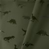 Tissu imperméable souple dinosaures - vert kaki x 10 cm