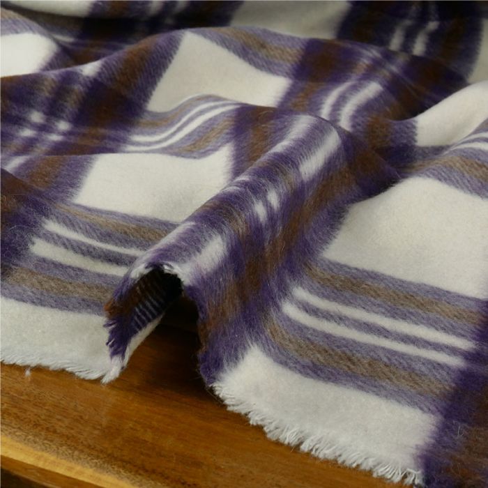 Tissu lainage tartan carreaux haute couture - violet x 10 cm
