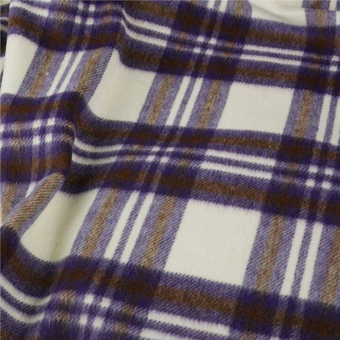 Tissu lainage tartan carreaux haute couture - violet x 10 cm
