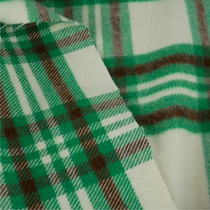 Tissu lainage tartan carreaux haute couture - vert x 10 cm