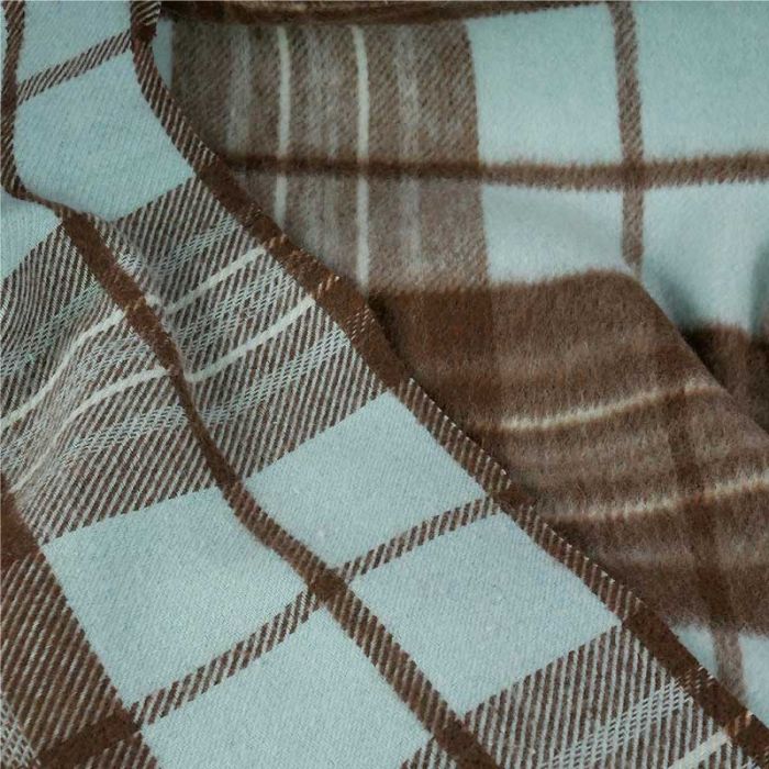 Tissu lainage tartan carreaux haute couture - bleu ciel x 10 cm