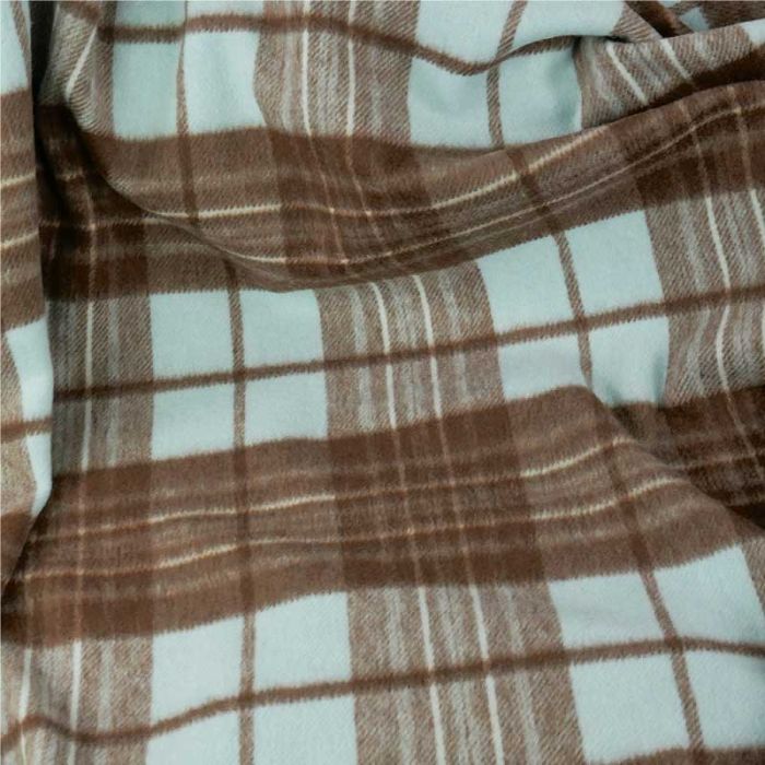 Tissu lainage tartan carreaux haute couture - bleu ciel x 10 cm