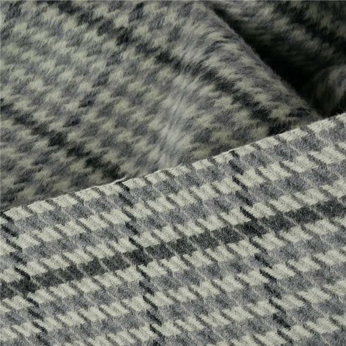 Tissu lainage alpaga pied de poule haute couture - gris x 10 cm