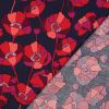 Tissu viscose oeko-tex fleurs multicolore - bleu foncé x 10 cm