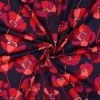 Tissu viscose oeko-tex fleurs multicolore - bleu foncé x 10 cm