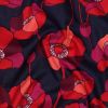 Tissu viscose oeko-tex fleurs multicolore - bleu foncé x 10 cm