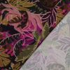 Tissu coton viscose feuillage fuchsia et ocre x 10 cm