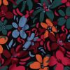 Tissu popeline viscose fleurs multicolore - noir x 10 cm