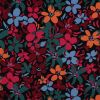Tissu popeline viscose fleurs multicolore - noir x 10 cm