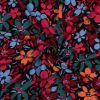 Tissu popeline viscose fleurs multicolore - noir x 10 cm