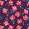 Tissu jersey sweat léger fleurs coquelicots - violet x 10 cm