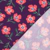 Tissu jersey sweat léger fleurs coquelicots - violet x 10 cm