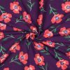 Tissu jersey sweat léger fleurs coquelicots - violet x 10 cm