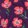 Tissu jersey sweat léger fleurs coquelicots - violet x 10 cm
