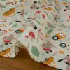 Tissu popeline coton chiens voitures - écru x 10 cm
