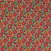 Tissu cretonne fleurs indiennes - orange x 10 cm