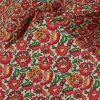 Tissu cretonne fleurs indiennes - orange x 10 cm
