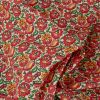 Tissu cretonne fleurs indiennes - orange x 10 cm