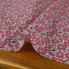 Tissu cretonne fleurs indiennes - rose x 10 cm