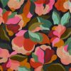 Tissu viscose oeko-tex fleurs multicolore - bleu foncé x 10 cm