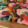 Tissu viscose oeko-tex fleurs multicolore - bleu foncé x 10 cm