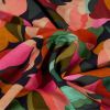 Tissu viscose oeko-tex fleurs multicolore - bleu foncé x 10 cm