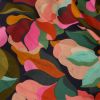 Tissu viscose oeko-tex fleurs multicolore - bleu foncé x 10 cm