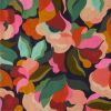 Tissu viscose oeko-tex fleurs multicolore - bleu foncé x 10 cm