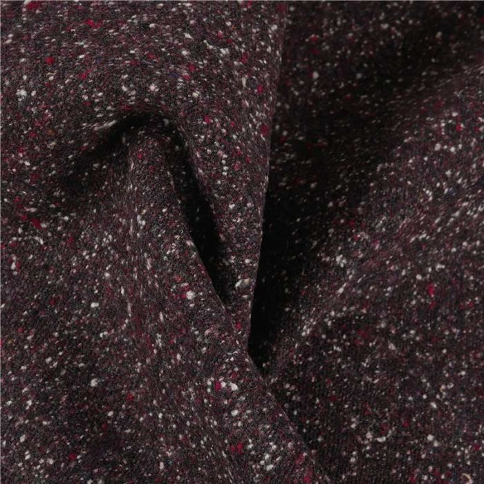 Tissu lainage chiné haute couture - aubergine x 10 cm