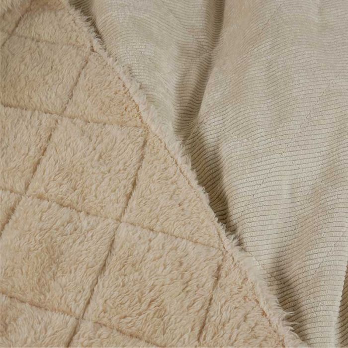 Tissu matelassé velours fausse fourrure - écru x 10 cm