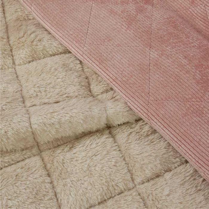 Tissu matelassé velours fausse fourrure - vieux rose x 10 cm