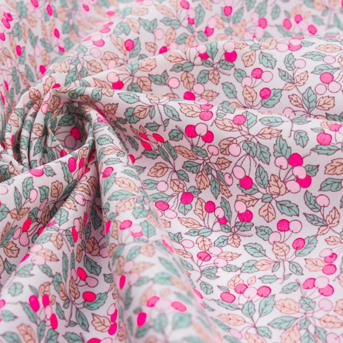 Tissu Liberty of London Colleen's Orchard - rose fluo x 10 cm
