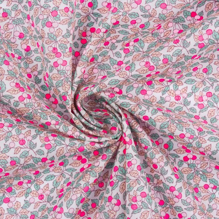 Tissu Liberty of London Colleen's Orchard - rose fluo x 10 cm