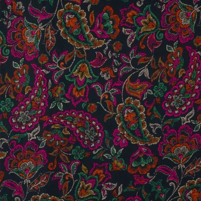 Tissu viscose Paisélia fuchsia - Atelier de la création x 10 cm