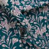 Tissu block print indien Keranya fleurs - canard x 10 cm