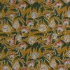 Tissu block print indien Oshari fleurs - ocre x 10 cm