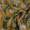 Tissu block print indien Oshari fleurs - ocre x 10 cm