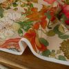 Tissu bachette fleurs capucine - orange x 10 cm
