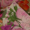Tissu bachette fleurs capucine - rose x 10 cm