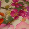 Tissu bachette fleurs capucine - rose x 10 cm