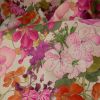 Tissu bachette fleurs capucine - rose x 10 cm