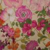 Tissu bachette fleurs capucine - rose x 10 cm