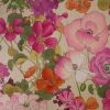 Tissu bachette fleurs capucine - rose x 10 cm