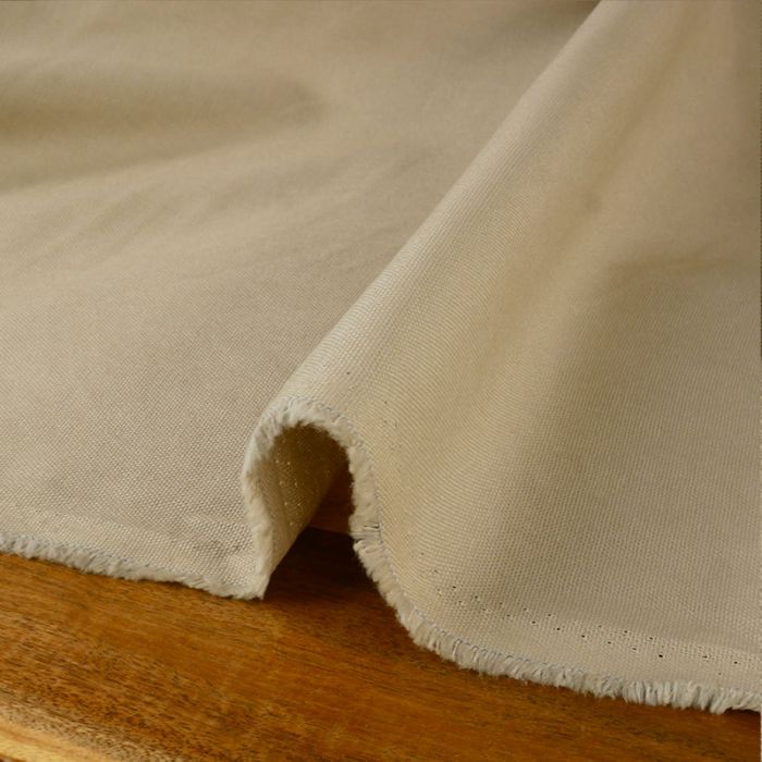 Tissu coton demi-natté canvas uni - beige x 10 cm